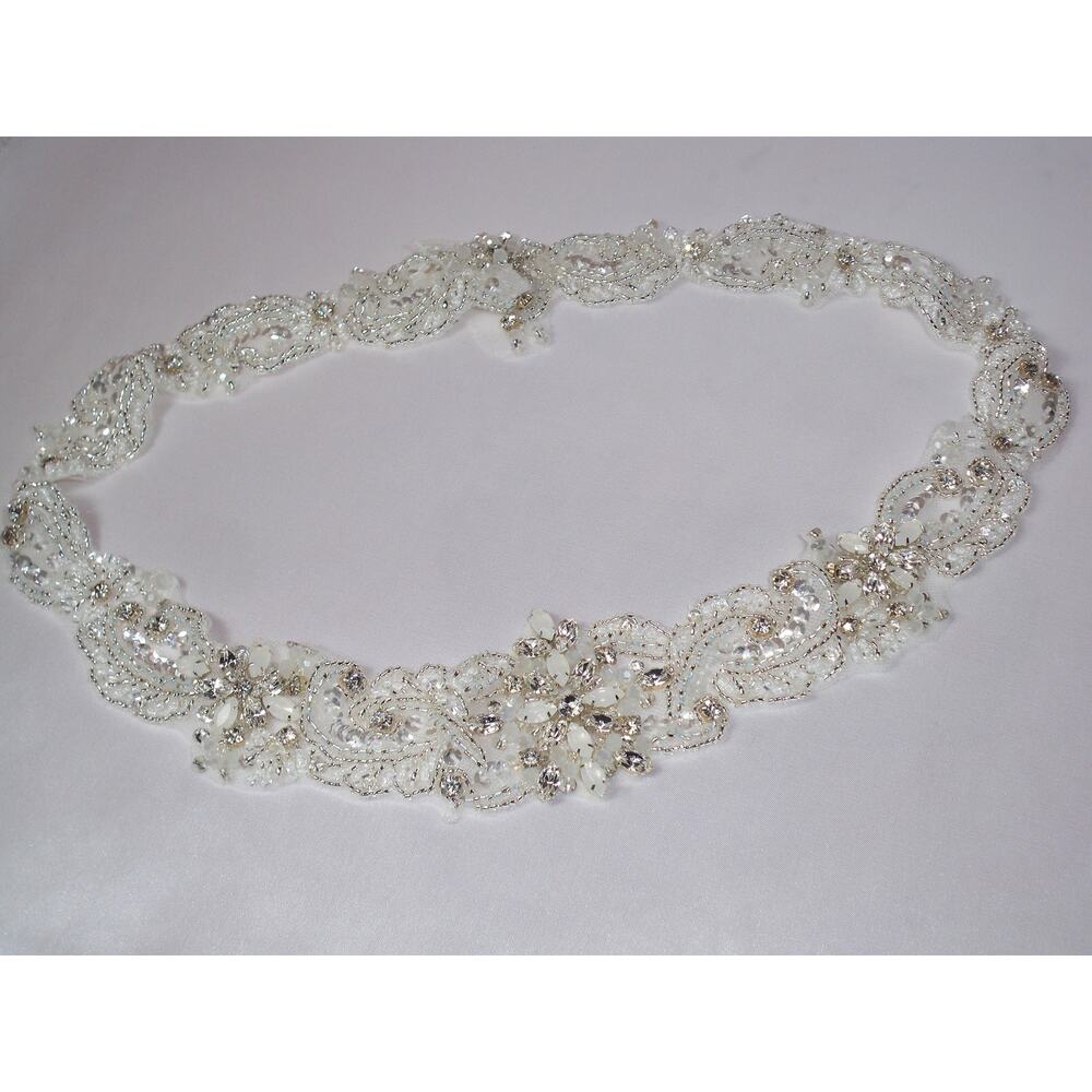 Bridal belt sash, beaded bridal belt, beaded wedding rhinestone dress belt sash